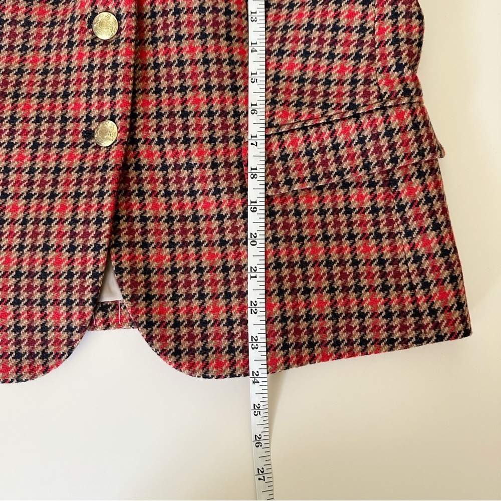 J. Crew Houndstooth Blazer Wool Blend Tan, Red and Black Size 14 - Picture 5 of 8
